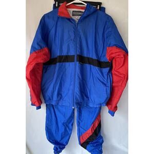 Members Only Color Block Windbreaker Tracksuit Women’s XL Vintage Blue Red